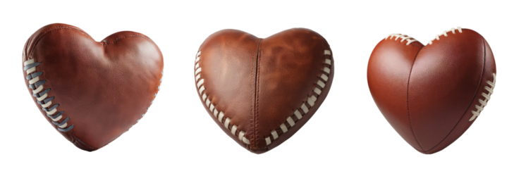 football heart shapes, isolated on white background