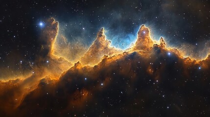 Naklejka premium Nebulous filaments drift within the vacuum of space, their faint glow hinting at the vastness of the cosmos, a celestial artwork on an immense scale