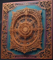 Intricate laser-cut cards, layered design, colorful paper,  decoration,  detail, laser cut