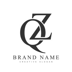 QZ trendy logotype template. Initial letter q and z classic font style. Creative logo for company name or identity.