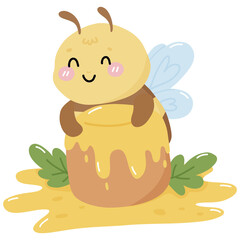 Cute honey bee, baby bee cartoon kawaii bee