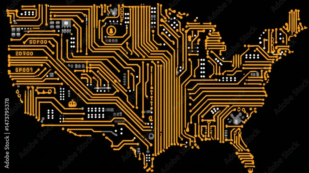 Poster intricate circuit design representing advanced technology and digital logic in a modern context of c
