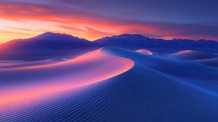 Obsidian sand dunes stretch endlessly under a twilight sky painted with hues of orange and purple The silence is broken only by the whisper of the wind