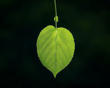Green Leaf with Dark Background.