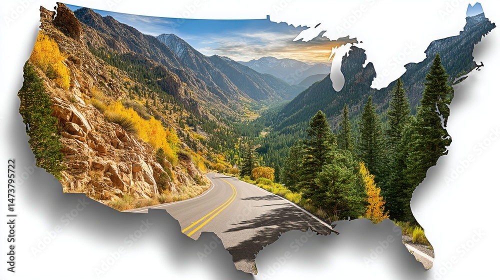 Poster blurry representation of action vs process in the vision execution tracker with usa map icon concept