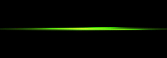 Green Neon Light Trails with Glow Effect and Motion Lines. Abstract Streaks, Starburst Shine, Sunshine Beam, and Transparent Light Flare Overlay for Sci-Fi or Futuristic Vector Design © TOMA