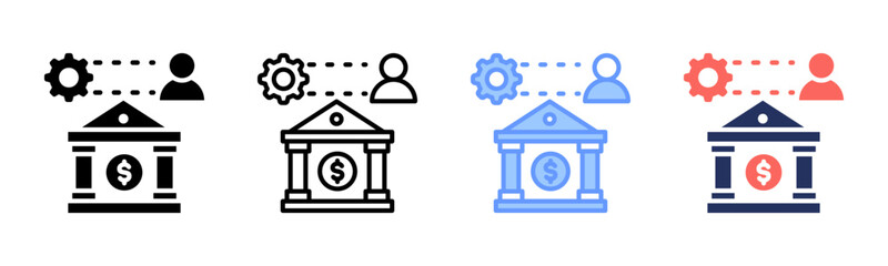 Banking System icon sheet multiple style collection