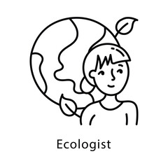Ecologist Vector Outline Style Icon. Eps 10 File
