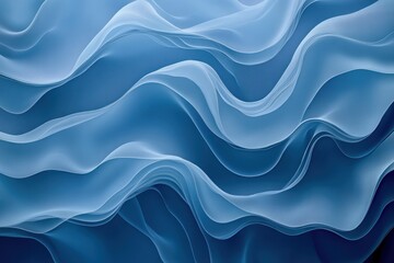 Fototapeta premium Abstract flowing blue waves. Soft, layered, and dynamic shapes create a visually captivating texture