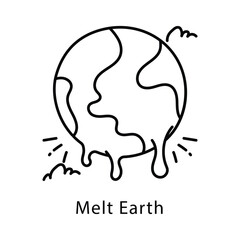 Melt Earth Vector Outline Style Icon. Eps 10 File