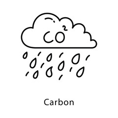 Carbon Vector Outline Style Icon. Eps 10 File