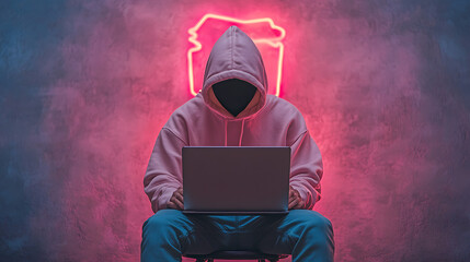 Hacker Neon Sign Laptop.