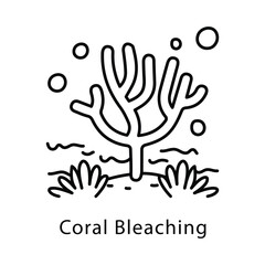 Coral Bleaching Vector Outline Style Icon. Eps 10 File