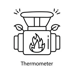 Thermometer Vector Outline Style Icon. Eps 10 File