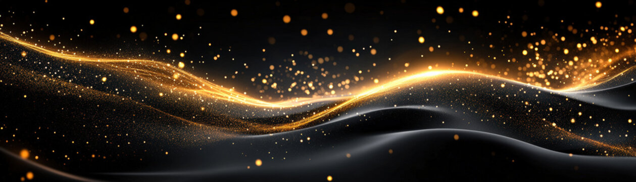 Black luxury background with golden line elements