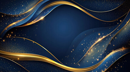 Blue golden side corner curve dotted circle award background with elegant sparkling effect