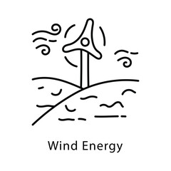 Wind Energy Vector Outline Style Icon. Eps 10 File