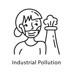 Industrial Pollution Vector Outline Style Icon. Eps 10 File