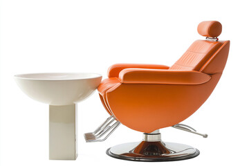 Beauty Salon Shampoo Bowl and Chair, Isolated on White