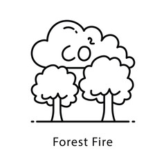 Forest Fire Vector Outline Style Icon. Eps 10 File