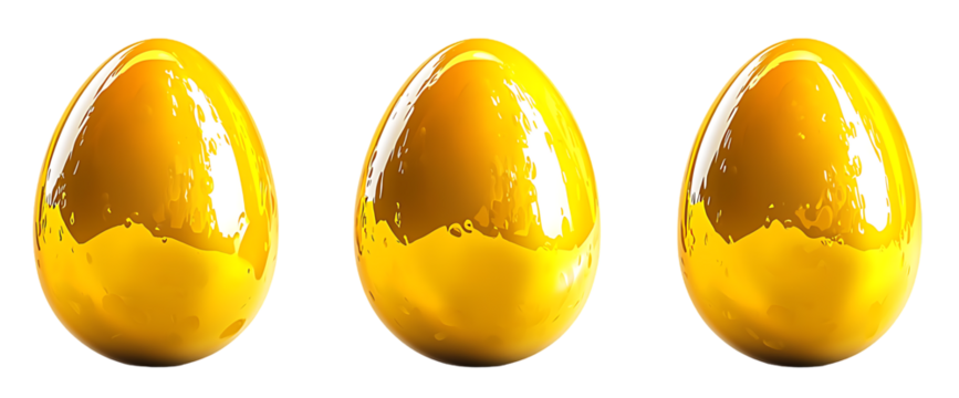 set of golden easter egg isolated on transparent background, AI generated
 - Powered by Adobe
