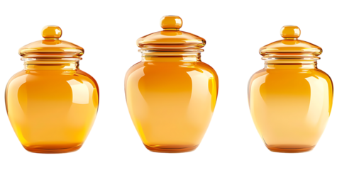 Natural honey in a jar that highlights honeycomb isolated on white transparent background, ideal for food lovers and health conscious themes