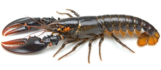 Detailed studio shot of a vibrant lobster specimen isolated against a blank backdrop