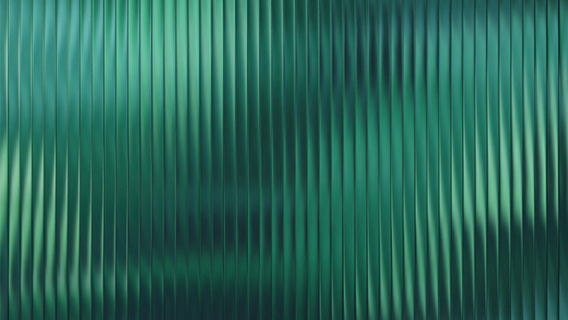 Green ribbed glass frosted window background vector design. Blue 3D reed gradient for premium corrugated wave texture. Abstract fluted acrylic surface with glossy refraction effect.
