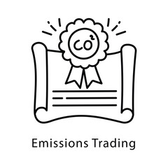 Emissions Trading Vector Outline Style Icon. Eps 10 File