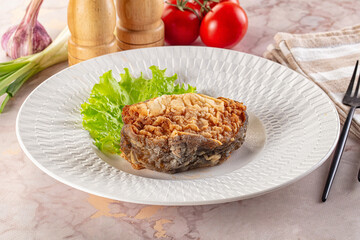 Roasted cod fish fillet piece