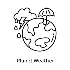 Planet Weather Vector Outline Style Icon. Eps 10 File