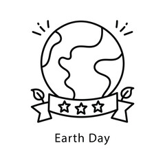 Earth Day Vector Outline style icon. Eps 10 file