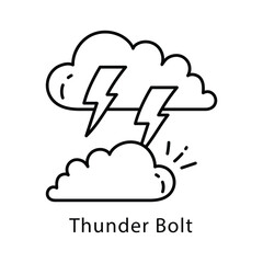 Thunder Bolt Vector Outline style icon. Eps 10 file
