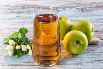 Apple yellow juice in the glass