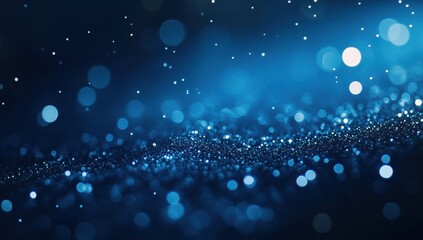 Dark blue backdrop with sparkling glitter.  Blurred, diffused lights create a soft, festive ambiance