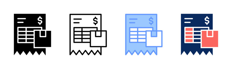 Invoice icon sheet multiple style collection