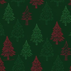 Fototapeta premium Emerald Night, Crimson Pines