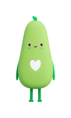 Cute cartoon avocado character with heart design, cut out - stock png.