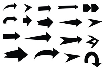 Directional black arrow sign set design