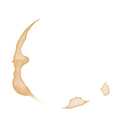 Coffee Stain on paper. Coffee or tea stains and traces - modern isolated clip art on white background. Splashes of cups, mugs and drops. Use this high quality set for your menu, bar, Cafe