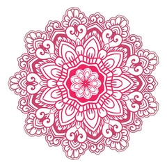 Decorative pink mandala on white background