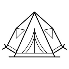 Camping Tent Outline for Outdoor Adventure Coloring Book Page Featuring Nature and Travel Elements