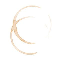 Coffee Stain on paper. Coffee or tea stains and traces - modern isolated clip art on white background. Splashes of cups, mugs and drops. Use this high quality set for your menu, bar, Cafe