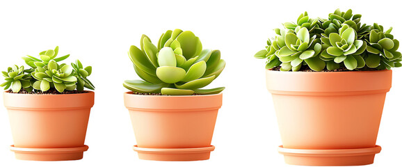 Set of potted plant for interior decoration isolated on transparent background