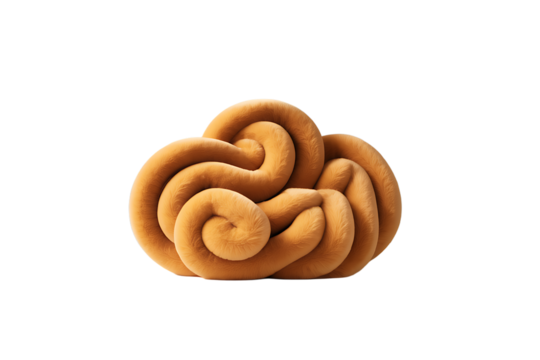 Abstract design of a swirling cloud like form in a warm yellow brown tone against black background
