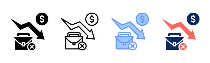 Cyclical Unemployment icon sheet multiple style collection