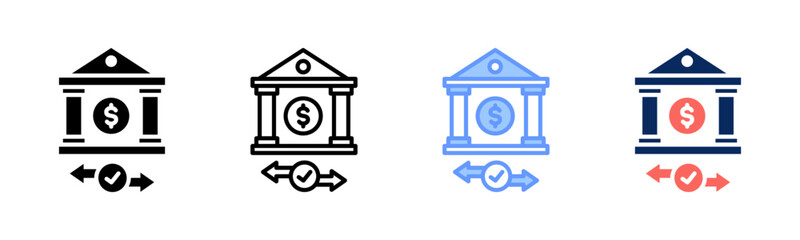 Bank Transfer icon sheet multiple style collection