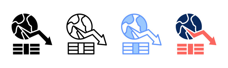 Economic Crisis icon sheet multiple style collection