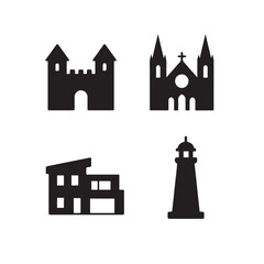 Fototapeta premium Architectural Building Silhouette Vector Design Set