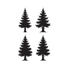 Minimal Canadian Pine Tree Silhouette Vector Set